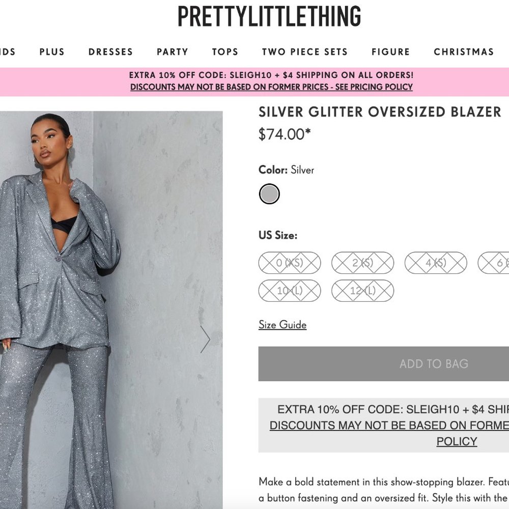 NWT PrettyLittleThing Glitter Blazer